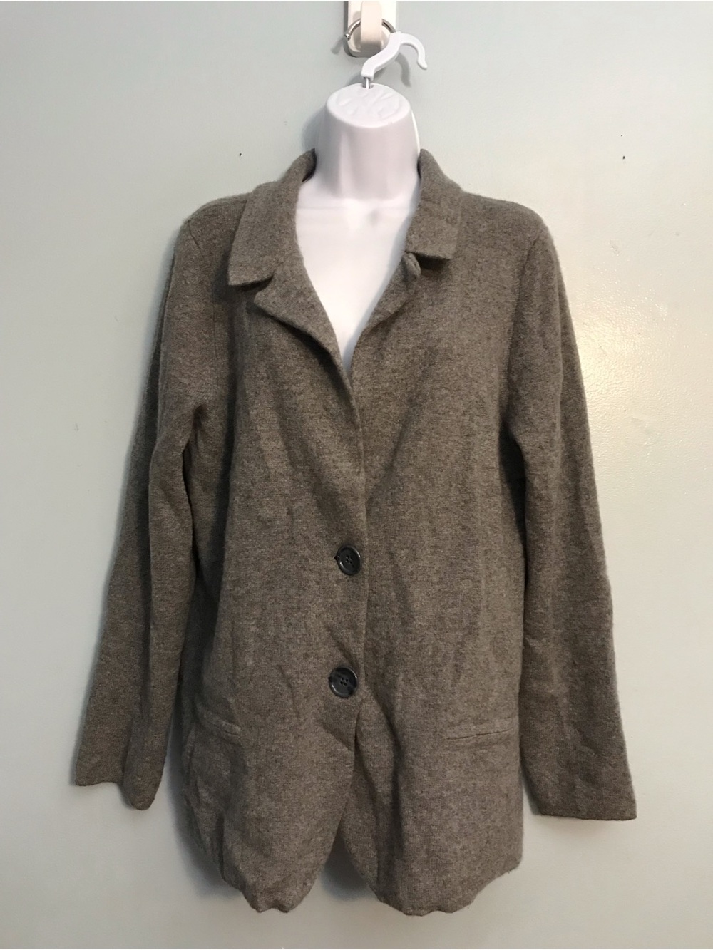 Charter Club Taupe Button-Front Coatigan Blazer